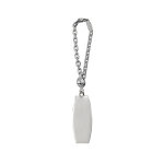 Porte - clef en argent avec plaque rectangulaire arrondie  graver
