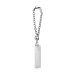 Porte - clef en argent plaque rectangulaire longue  graver