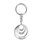 Porte - clef en argent massif passiv avec 3 cercles  graver, prnoms  graver