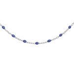 Sautoir en argent rhodi avec perles bleu fonc 60 + 10cm