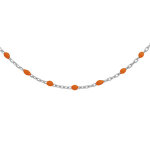 Sautoir en argent rhodi avec perles orange fluo 60 + 10cm