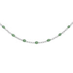 Sautoir en argent rhodi avec perles vert fluo 60 + 10cm