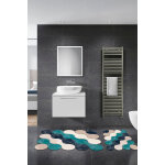 2 tapis de bain - bleu et blanc - 50 x 60 / 60 x 100 cm