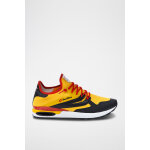 Baskets en cuir run light jaune et rouge