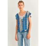 Blouse bleu et cru