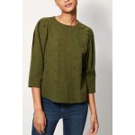 Blouse avec broderie anglaise en coton biologique - kaki