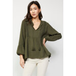 Blouse avec broderies et pompons