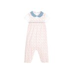 Blouse et combinaison blanc et rose