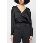 Blouse courte cache - coeur satine noir