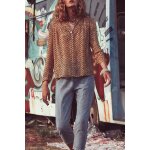 Blouse vert citron et rose