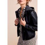 Blouson  capuche en cuir d'agneau - noir - one step femme
