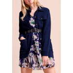 Cardigan mi - long bleu marine - one step femme