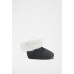 Chaussons montants fourrs anthracite et blanc - obabi