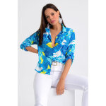 Chemise turquoise et blanc