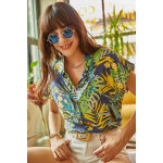 Chemisier bleu marine et jaune