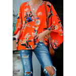 Chemisier fleuri corail