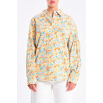 Chemisier fleuri moutarde et violet