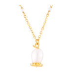 Collier doré à l'or fin jaune perles de culture d'eau douce Collier doré à l'or fin jaune perles de culture d'eau douce