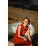 Combinaison palazzo en lin rouge brique