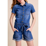 Combishort en jean bleu - one step femme Combishort en jean bleu - one step femme