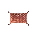 Coussin dhoussable en velours evie - bordeaux et dor - 30 x 50 cm