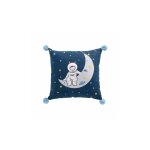 Coussin petit astronaute bleu nuit et blanc - 40 x 40 cm