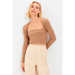 Crop top bustier marron