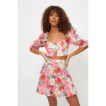 Crop top et jupe patineuse taille haute - rose et blanc