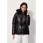 Doudoune courte  capuche en fourrure synthtique