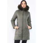 Doudoune longue  capuche kaki