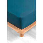 Drap - housse en percale de coton 78 fils / cm� - bleu canard