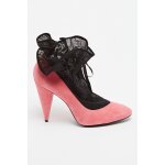 Escarpins chaussettes en nubuck fuchsia et noir - stella luna