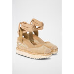 Espadrilles compenses en nubuck beige