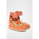 Espadrilles compenses en nubuck saumon