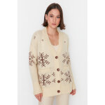 Gilet long en maille motifs flocons Gilet long en maille motifs flocons