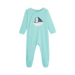 Grenouillère en coton biologique turquoise - obaïbi Grenouillère en coton biologique turquoise - obaïbi