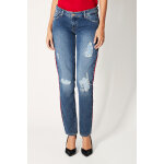 Jean slim taille basse bleu et rouge Jean slim taille basse bleu et rouge