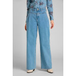 Jean wide legs taille haute en coton biologique stella - bleu clair