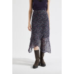 Jupe asymtrique taille haute bleu marine et rose - ikks women
