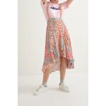 Jupe asym�trique taille haute fanny ecru et rouge