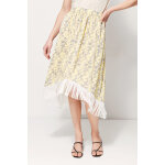 Jupe asymtrique taille haute jaune et blanc