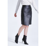 Jupe droite en cuir d?agneau noir - ikks women