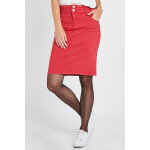 Jupe droite en jean taille haute rouge