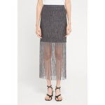 Jupe droite en lin gris