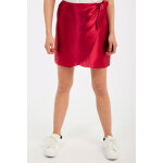 Jupe droite satine rouge