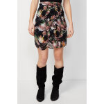 Jupe droite taille haute noir et rose