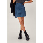 Jupe droite en velours bleu marine