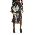 Jupe midi noir et orange