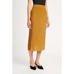 Jupe midi en soie ocre