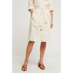 Jupe patineuse en lin taille haute pilo beige clair